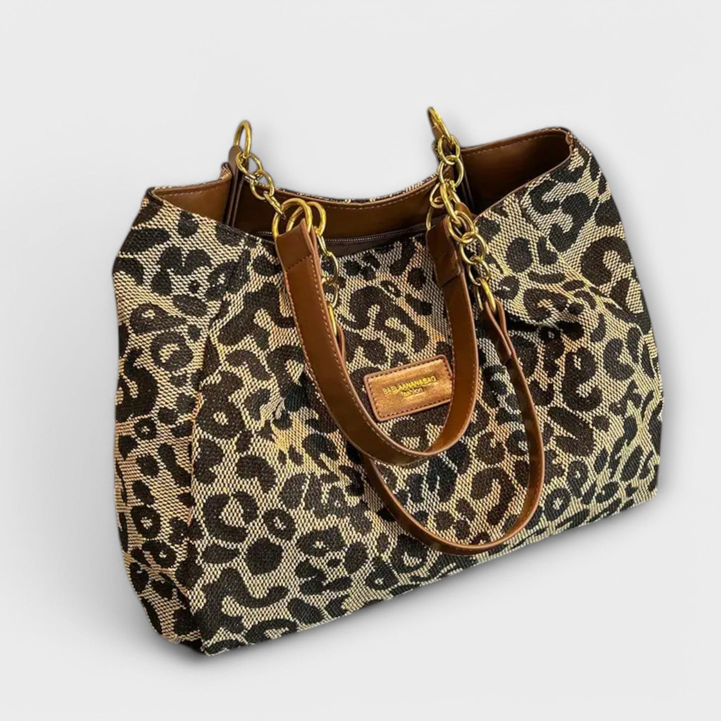 Tote de Lona con Estampado de Leopardo