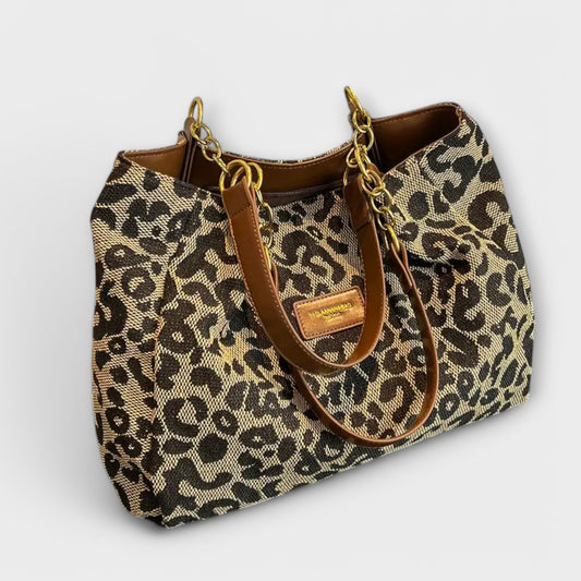 Tote de Lona con Estampado de Leopardo