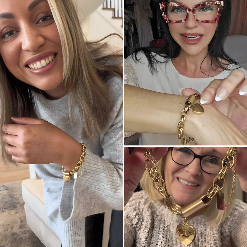 Pulsera gruesa con corazones