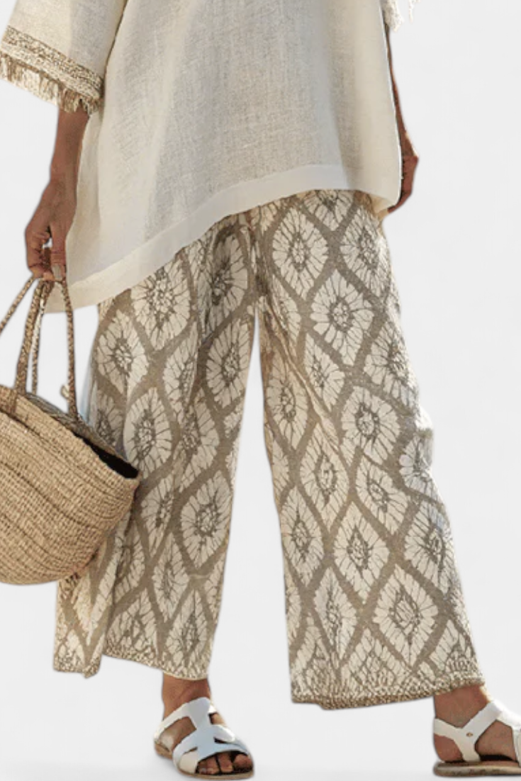 Beatrice | Conjunto Boho Chic de Blusa Oversized y Pantalón Estampado