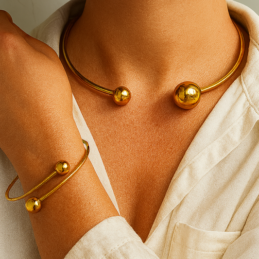 Conjunto de Pulsera y Collar Minimalista con Novedad que Brillan
