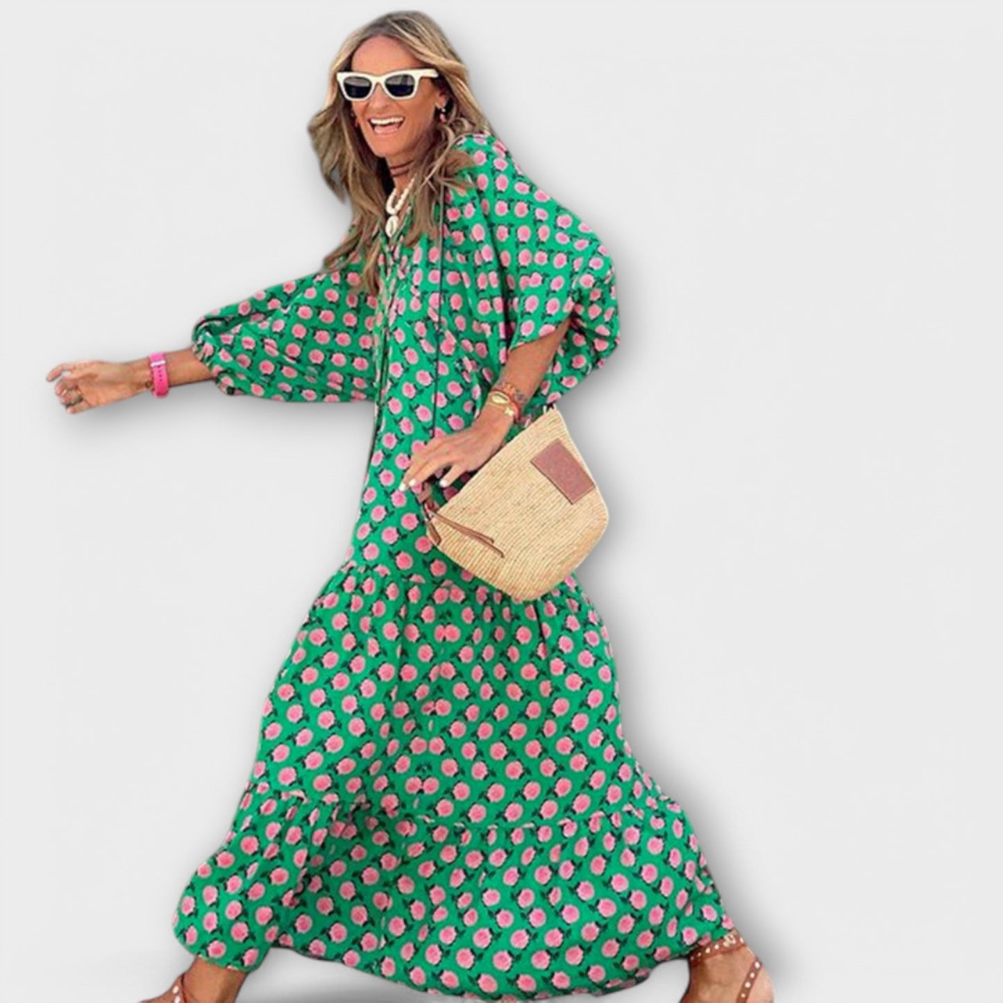 Elegante Vestido Maxí Geométrico