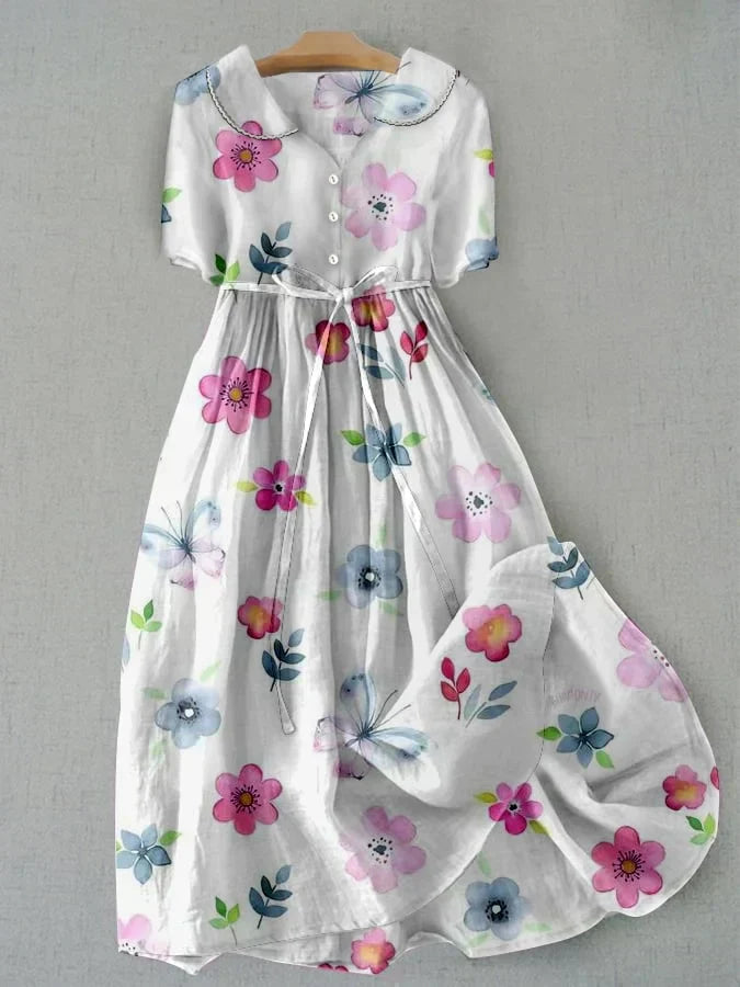 Luna™ Vestido Floral con Lazo en la Cintura