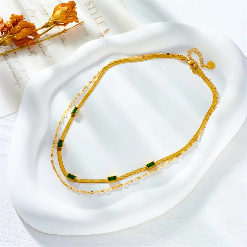 Collar Sorella Gem de doble vuelta estilo retro | Oro